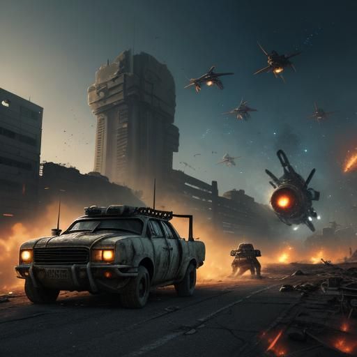 Fast-Paced Nighttime Battle in a Post-Apocalyptic World