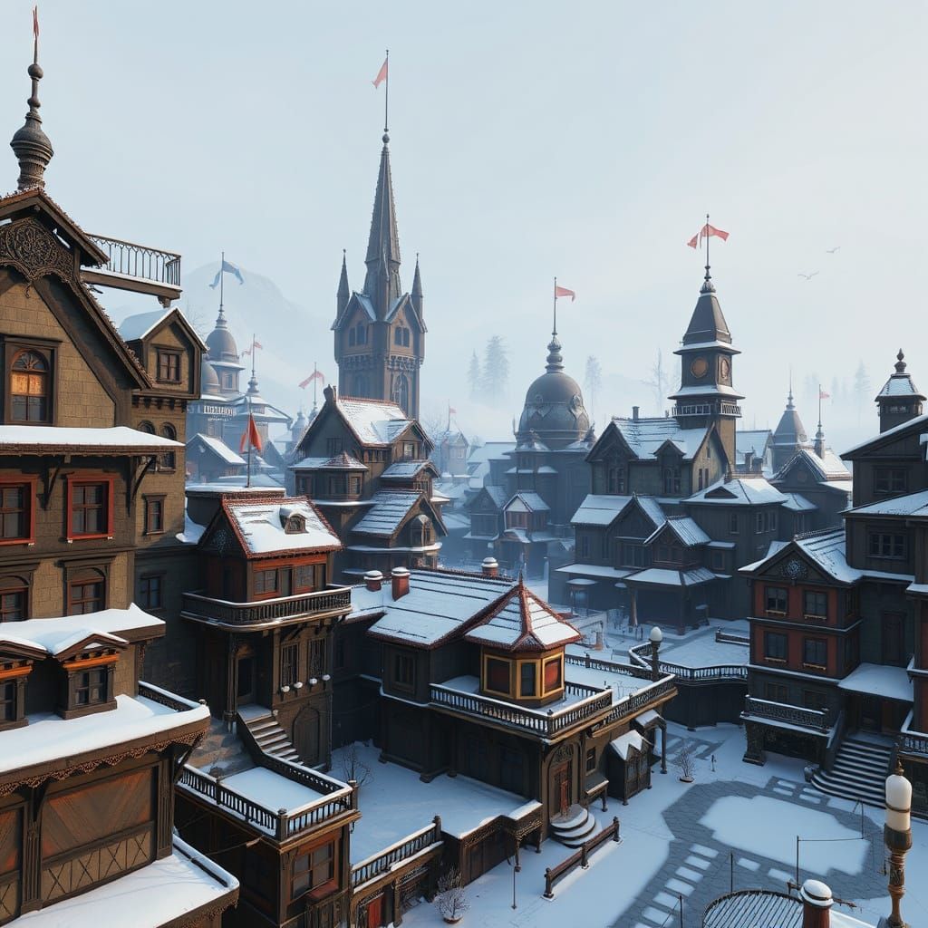 Mid-Century Winter Wonderland in Photorealistic Detail