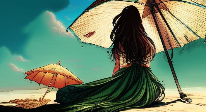 Fantasy Beach Catgirl in Dreamy HDR