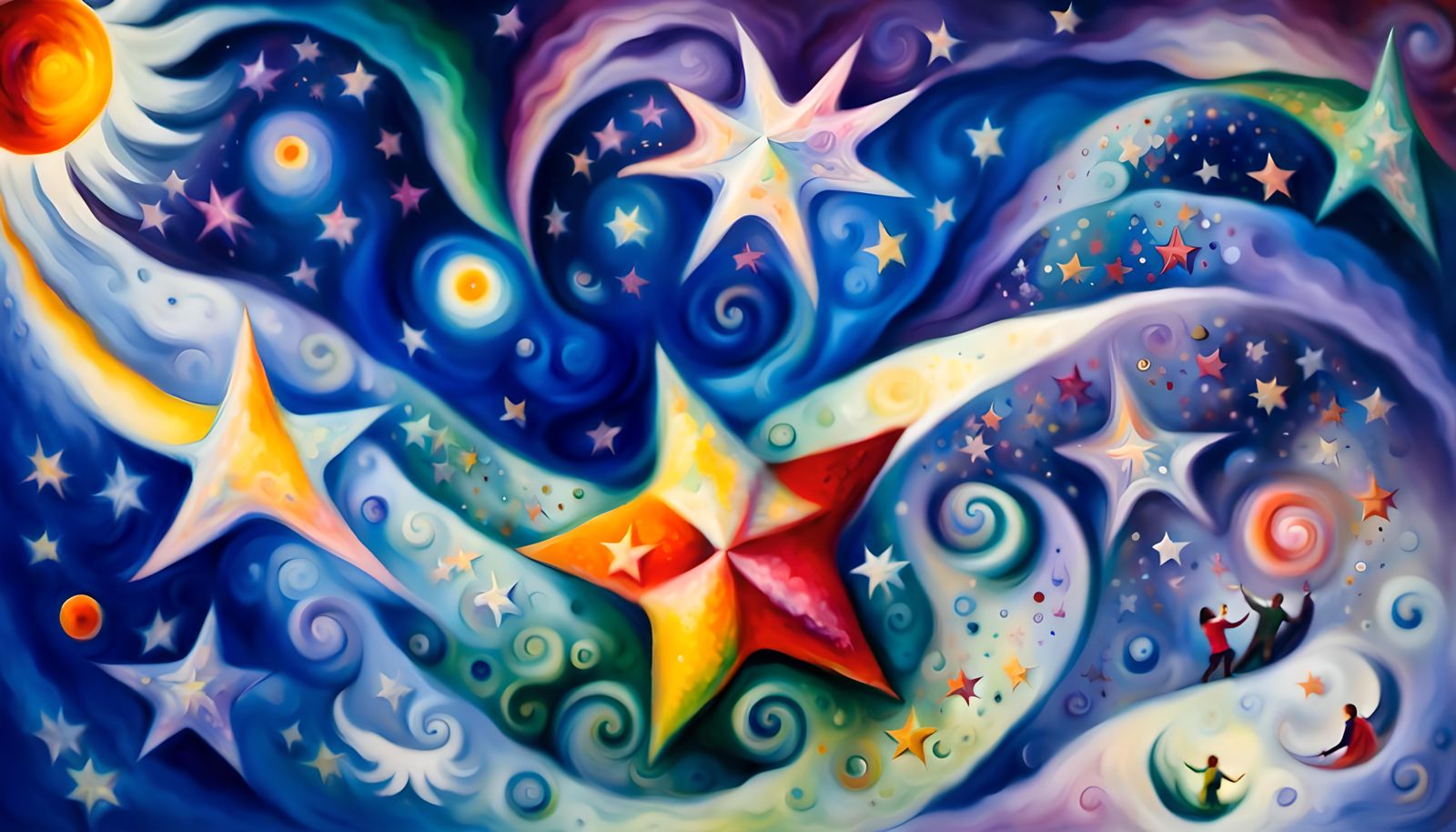 Iridescent Star-Being in Dreamy Impressionist Cosmos