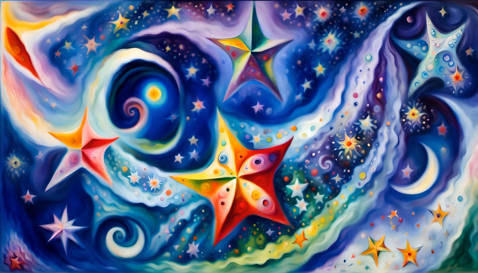 Iridescent Star-Being in Cosmos as Impasto Painting