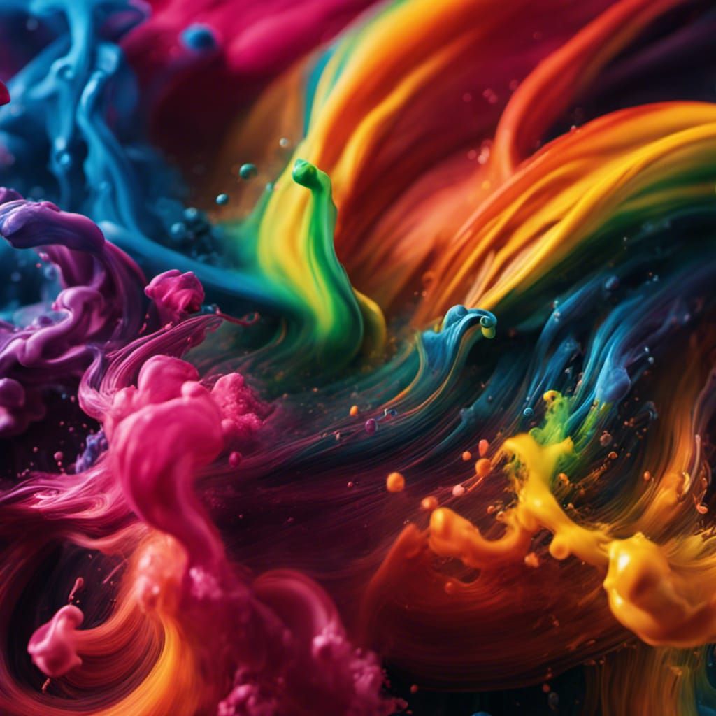 Surreal Hyperrealistic Close-Up of Dripping Rainbow Colors