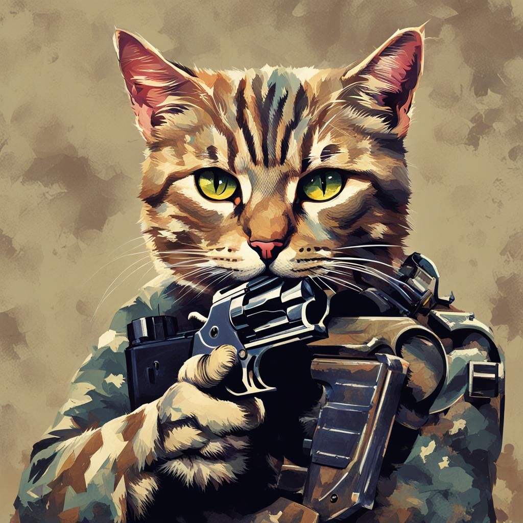 Fierce Feline Armed for Adventure
