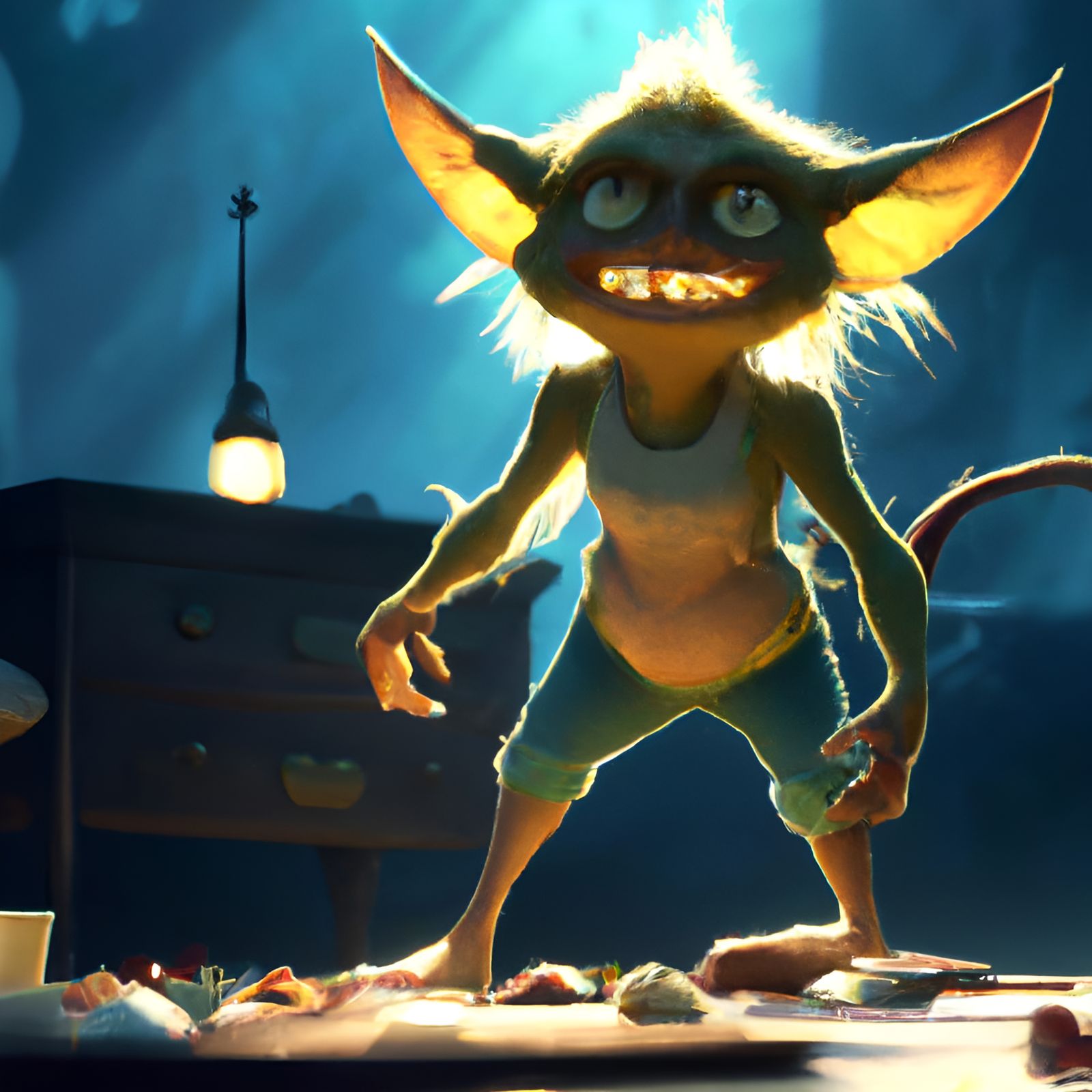 Mischief Maker in the Shadows: A Vivid, Full-Length Portrait