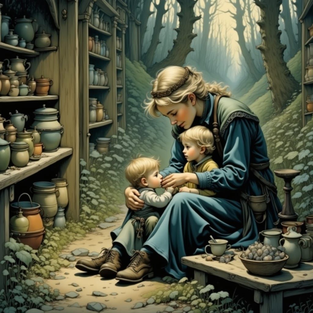 Tender Moment of Intergenerational Love in a Whimsical World