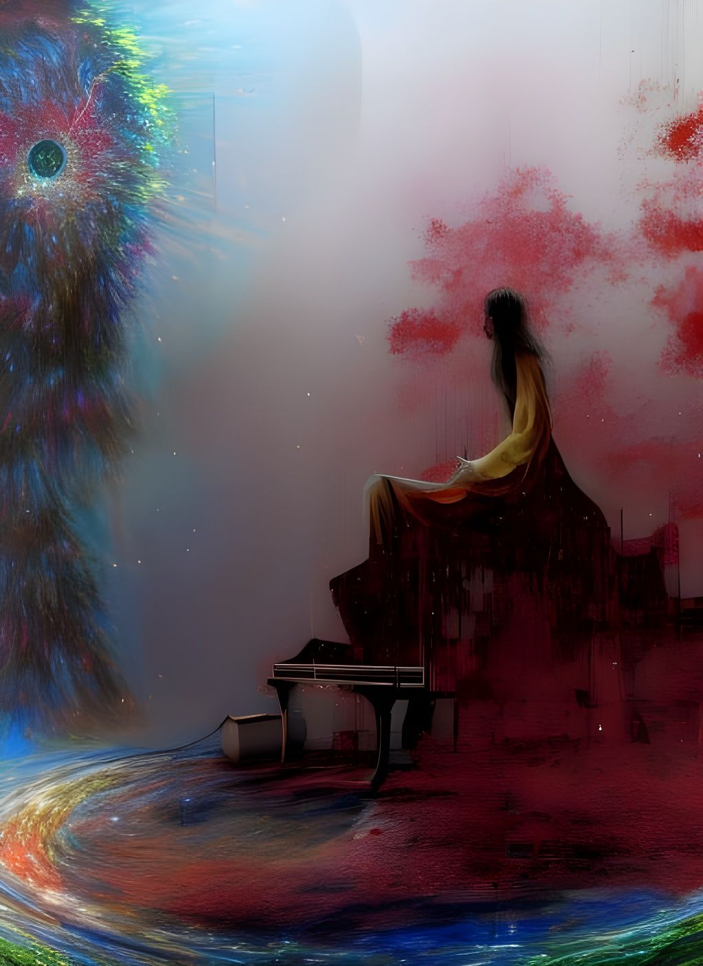 Lost in a Cosmic Abyss, a Celestial Odyssey in Vibrant Hues