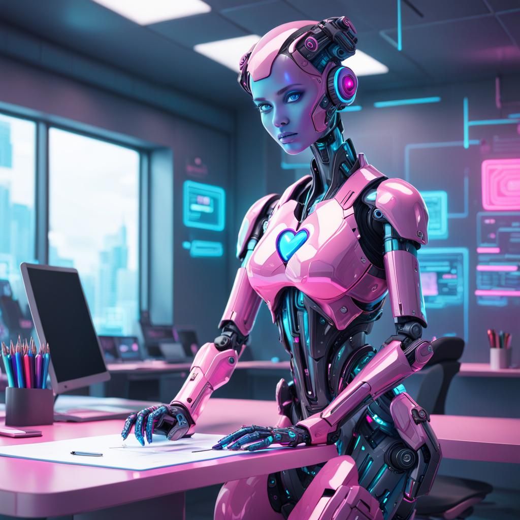 Glowing Android Office Masterpiece