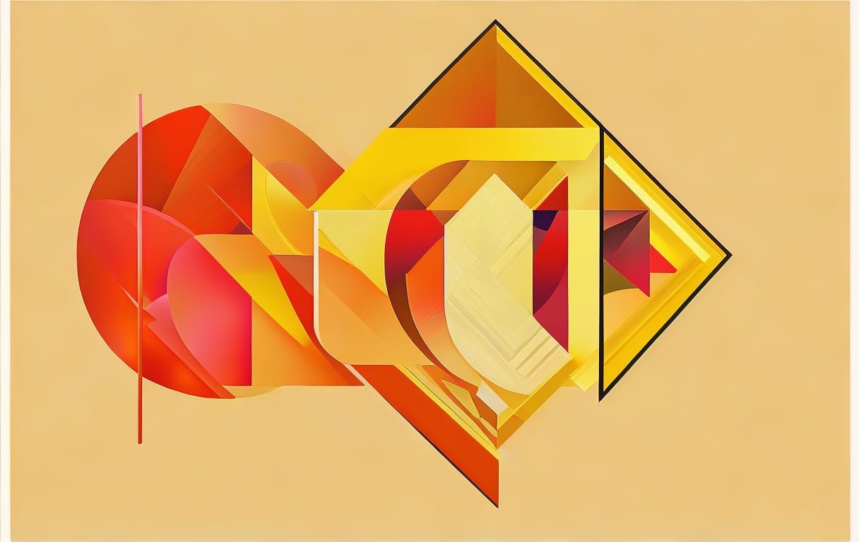 Abstract Design cubist painting, Neo-Cubism, layered overlap...