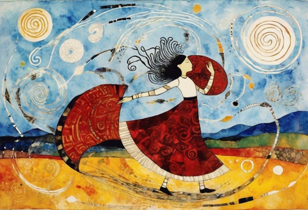 Ethereal Whirlwind Wizard in Vibrant Triadic Watercolour