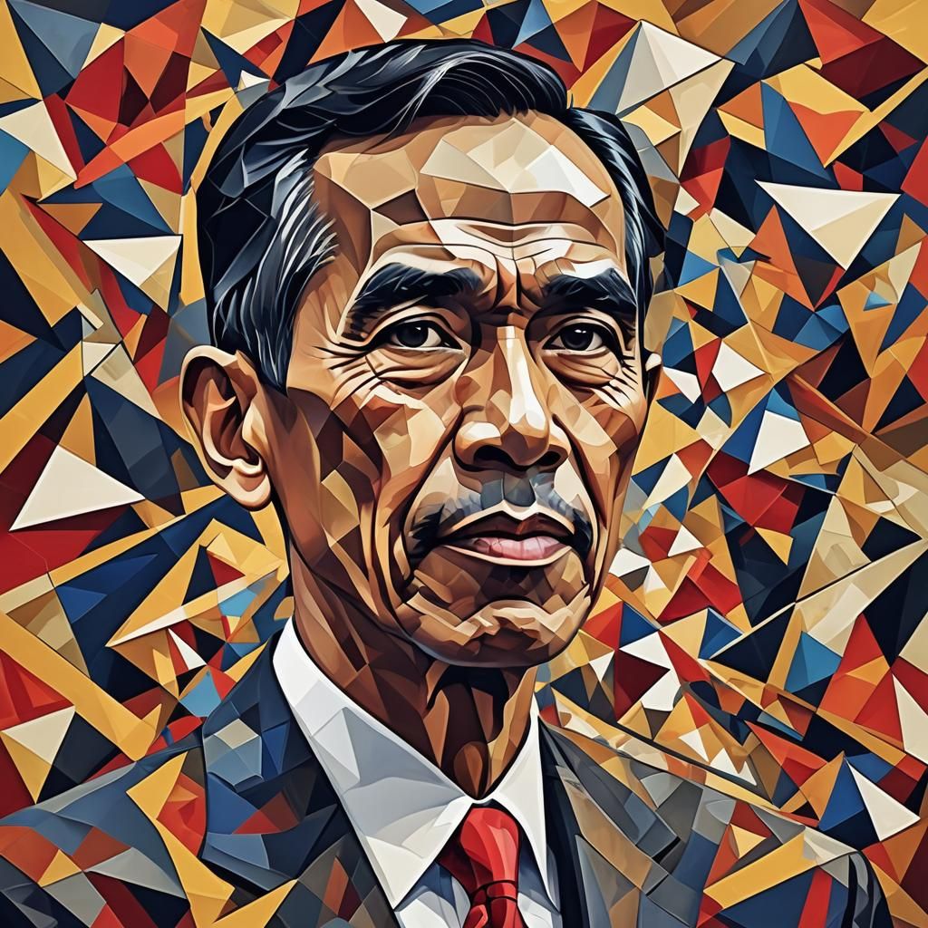 The Indonesian Leader in Cubist Style
