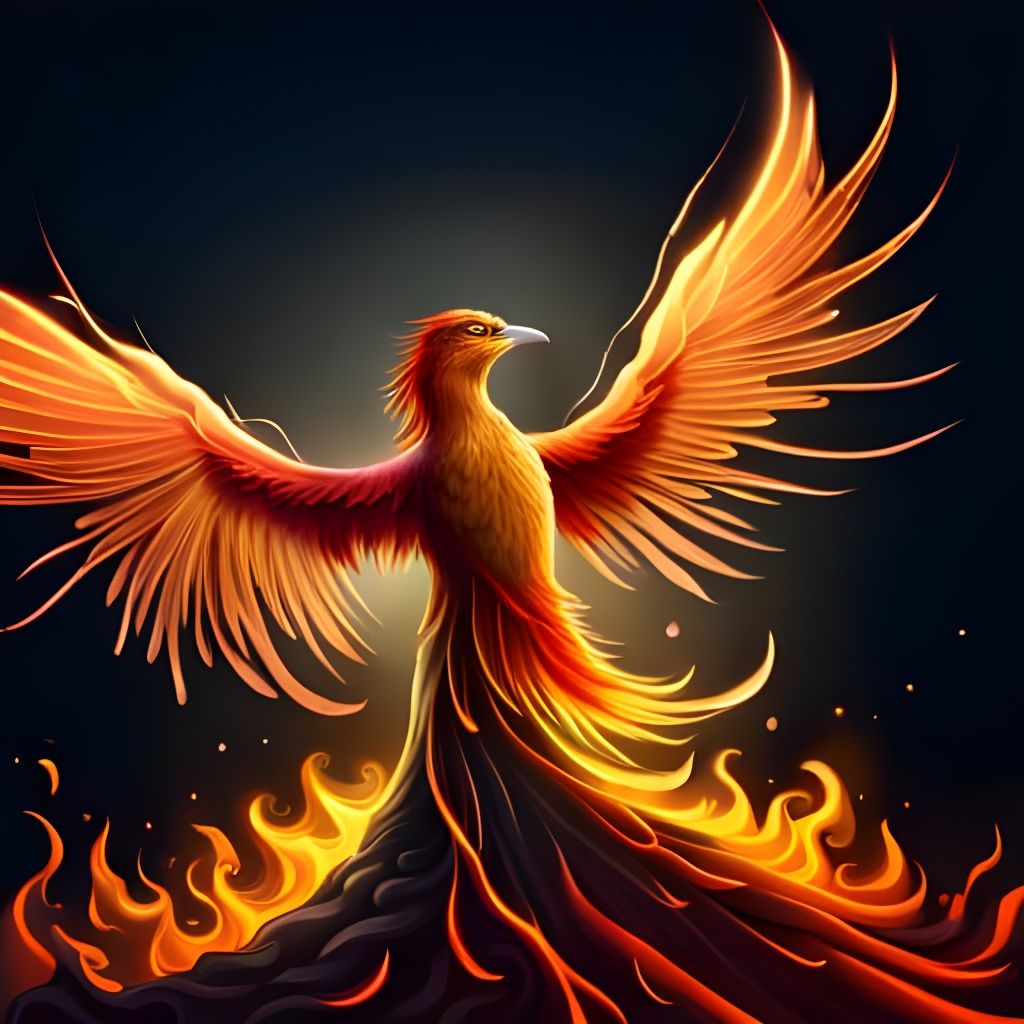 Majestic Blazing Phoenix Bird in Legendary Style