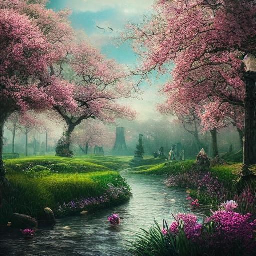 Spring's Splendid Cinematic Arrival in Stunning Digital Art