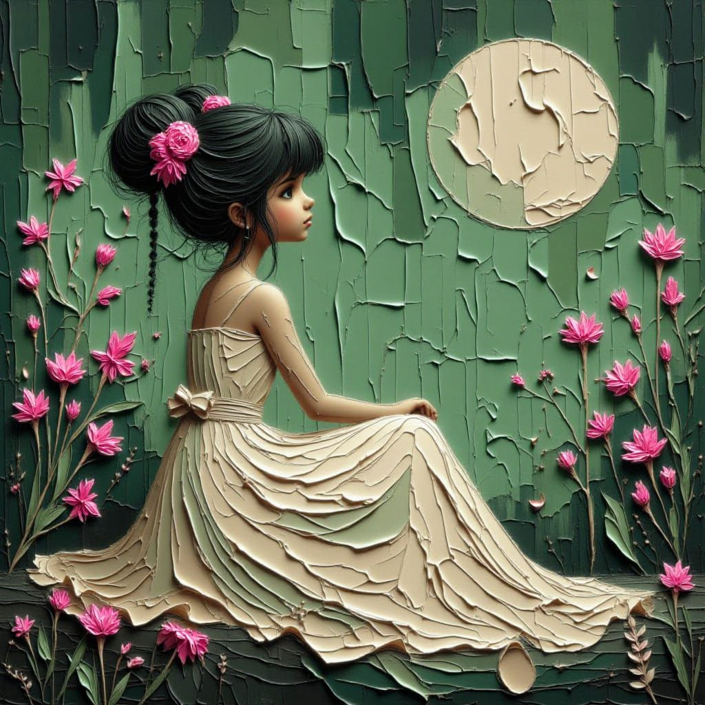 Figure Gazing at the Moonlit Sky