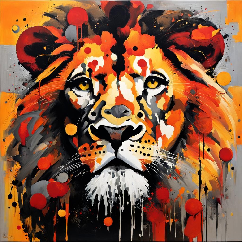 "abstract realism painting in orange and brown, grey and bri...