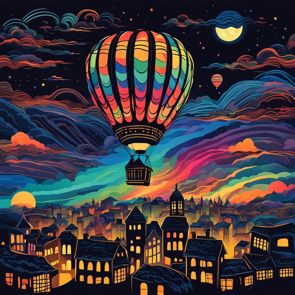 Romantic Nighttime Hot Air Balloon Ride Over City of Lantern...