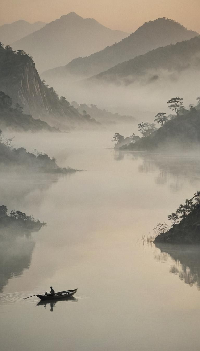 Dreamy Chinese Landscape at Dawn