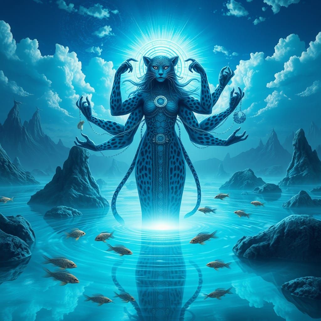 Eternal City of Blue Leopard Gods, Emerging in Celestial Sha...