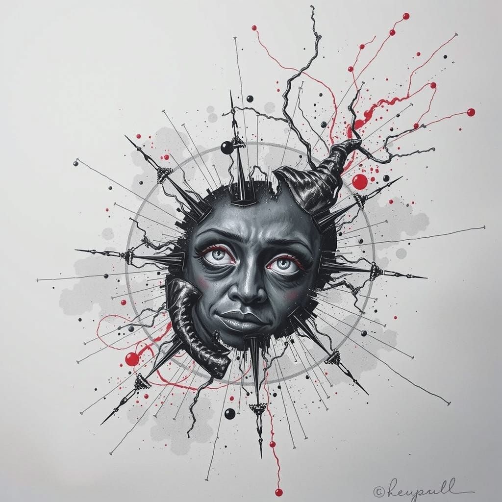 Abstract Swirling Red Forms and Twisted Shapes