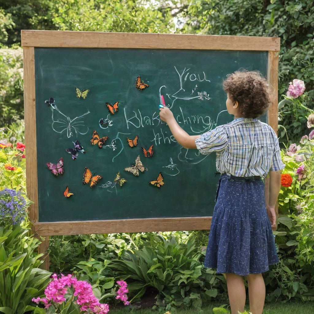 Joyful Teacher in a Lush Garden Oasis