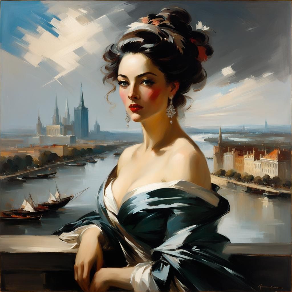 Elegant Lady Surrounded by Urban Landscapes