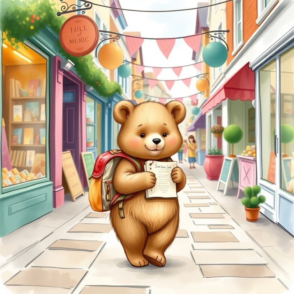 Bear on a Shopping Trip: Children's Book Illustration