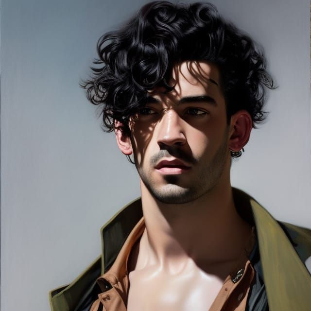 Sleek Portrait of a Shirtless Music Icon in Elegant Art Deco...