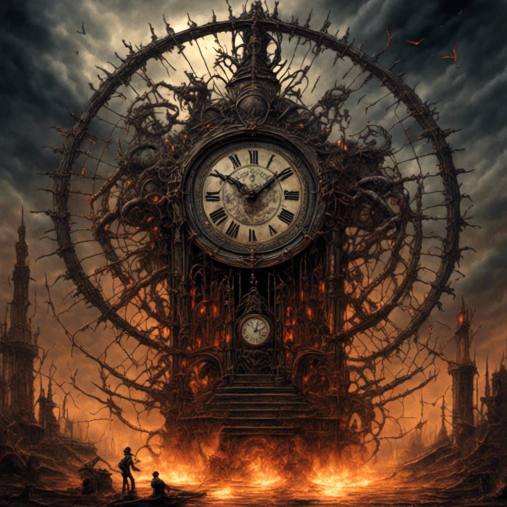 Demonic Timekeeper in Dark Fantasy Style