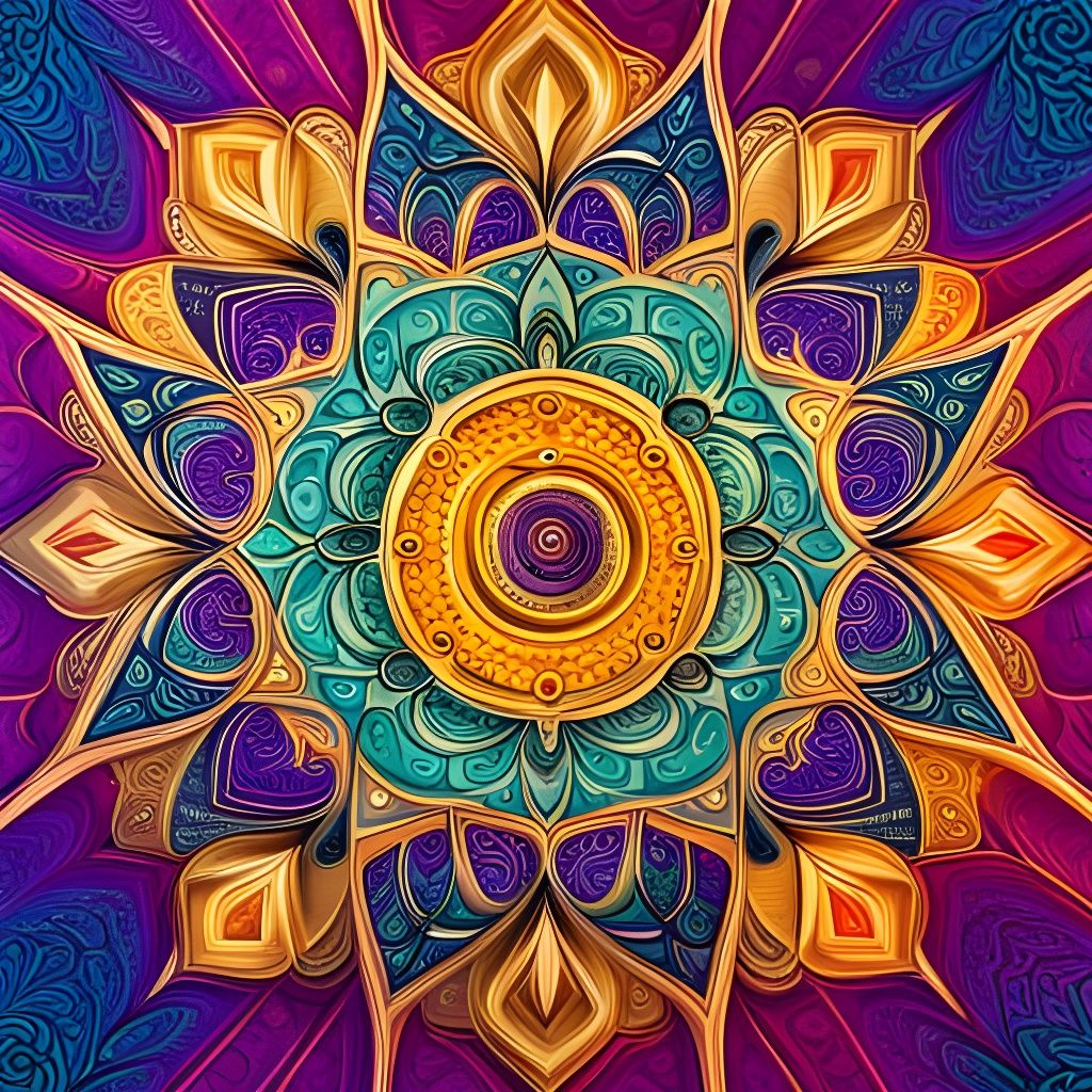 Purple and Gold Mandala: Abstract Art