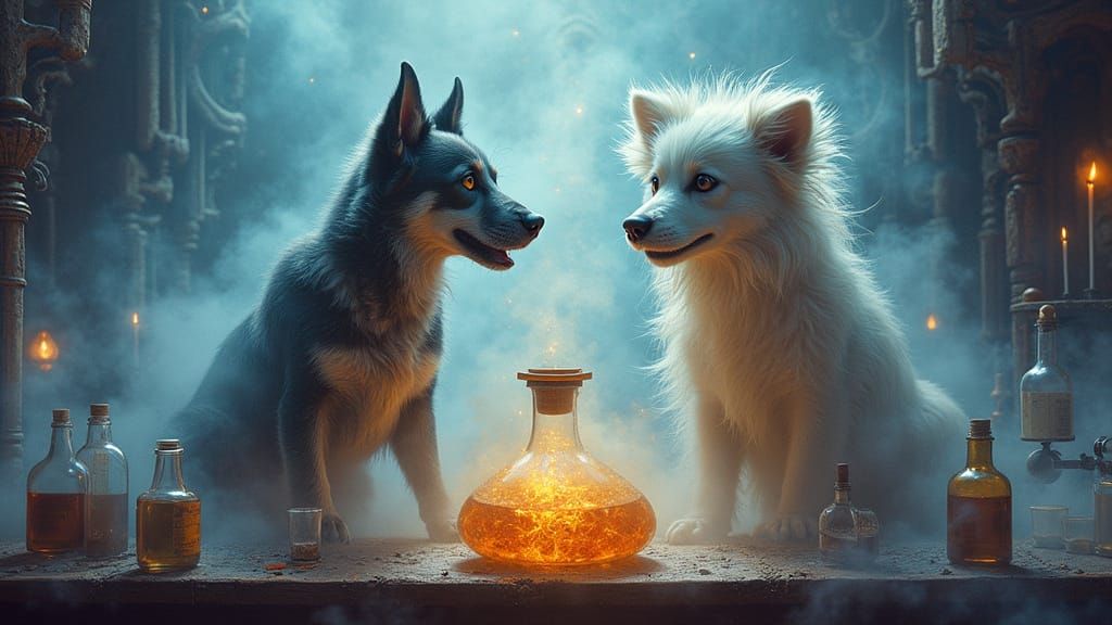 Mystical Beings in Whimsical Laboratory