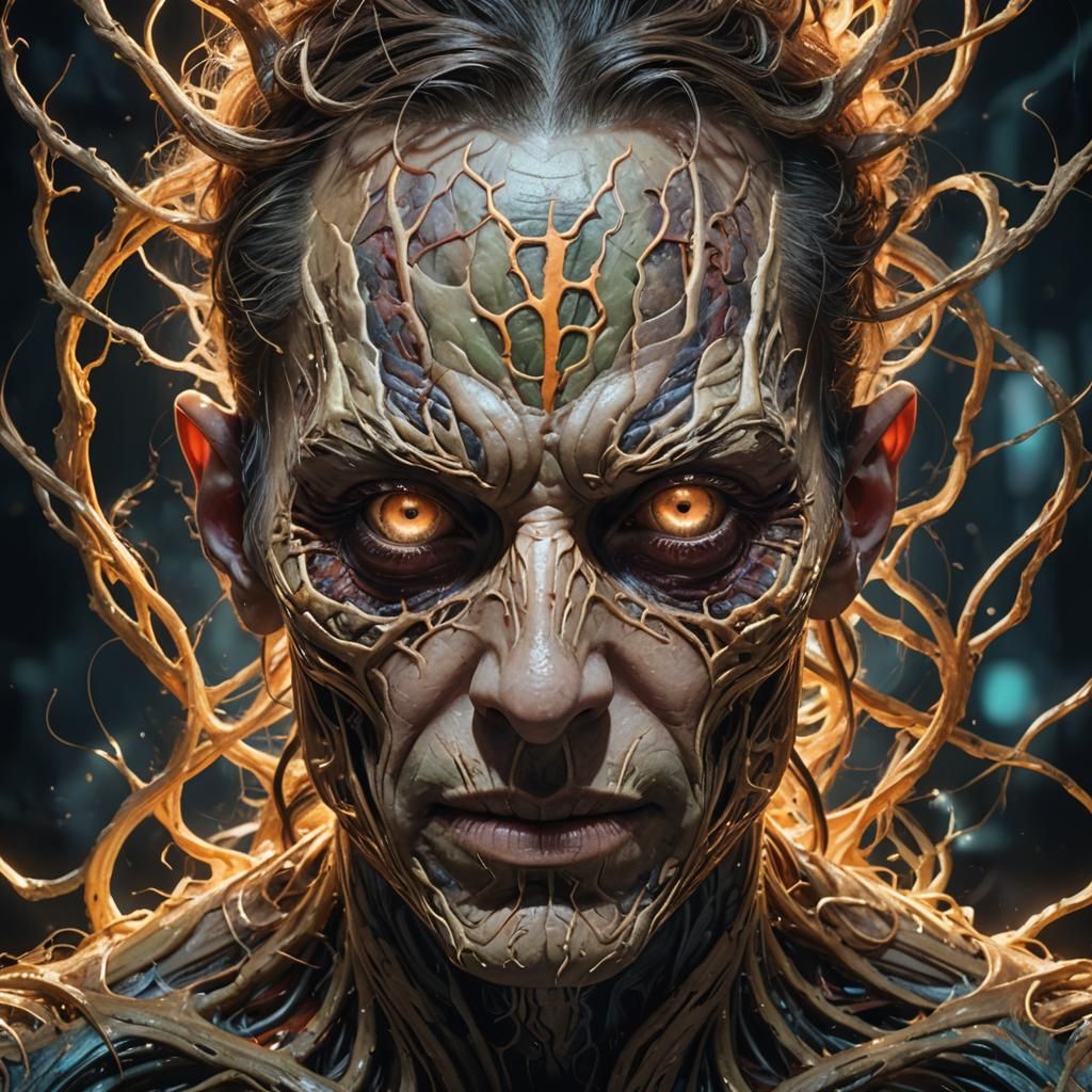 Cyberpunk Abomination in Glowing Hyper-Realistic Art