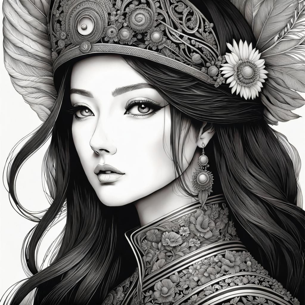 Line art alive meticulously intricate and insanely detailed