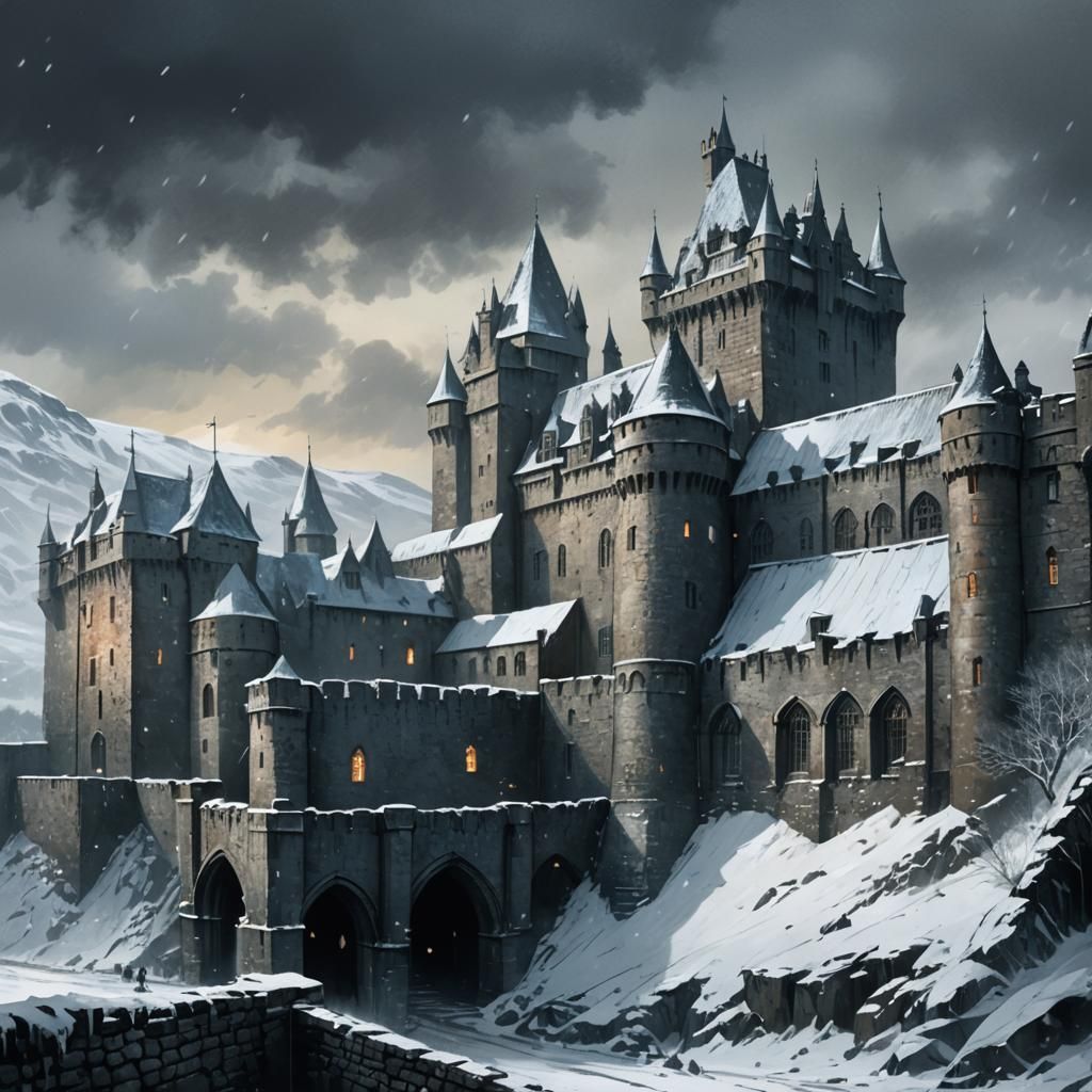 Winterfell Castle in Dark Fantasy Style