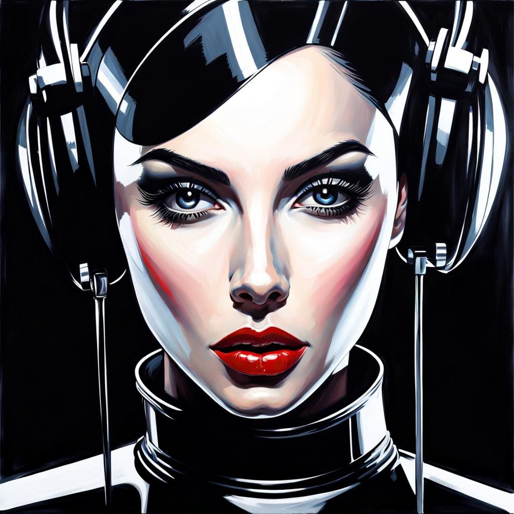 Beautiful Noir Maid in Black and White Latex Uniform