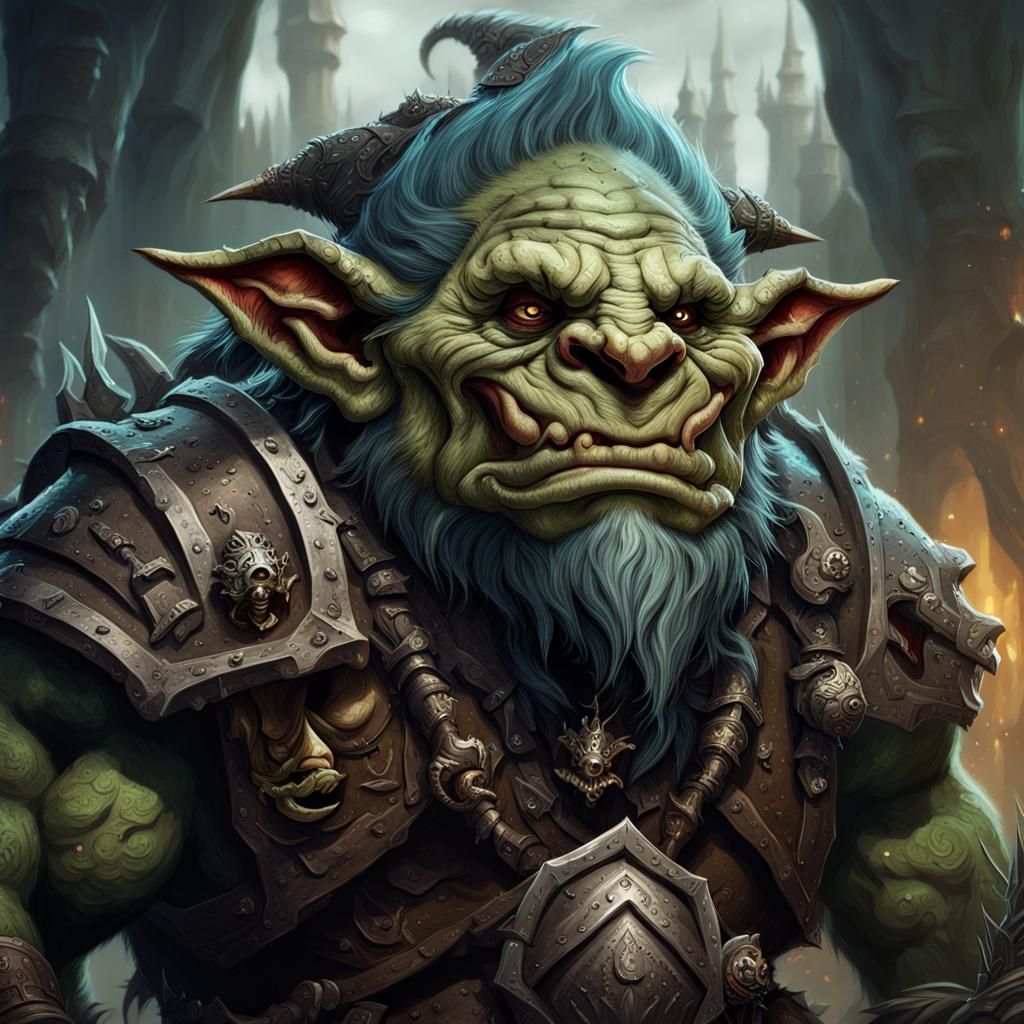 A Strong Fantasy Troll in Cinematic Armor