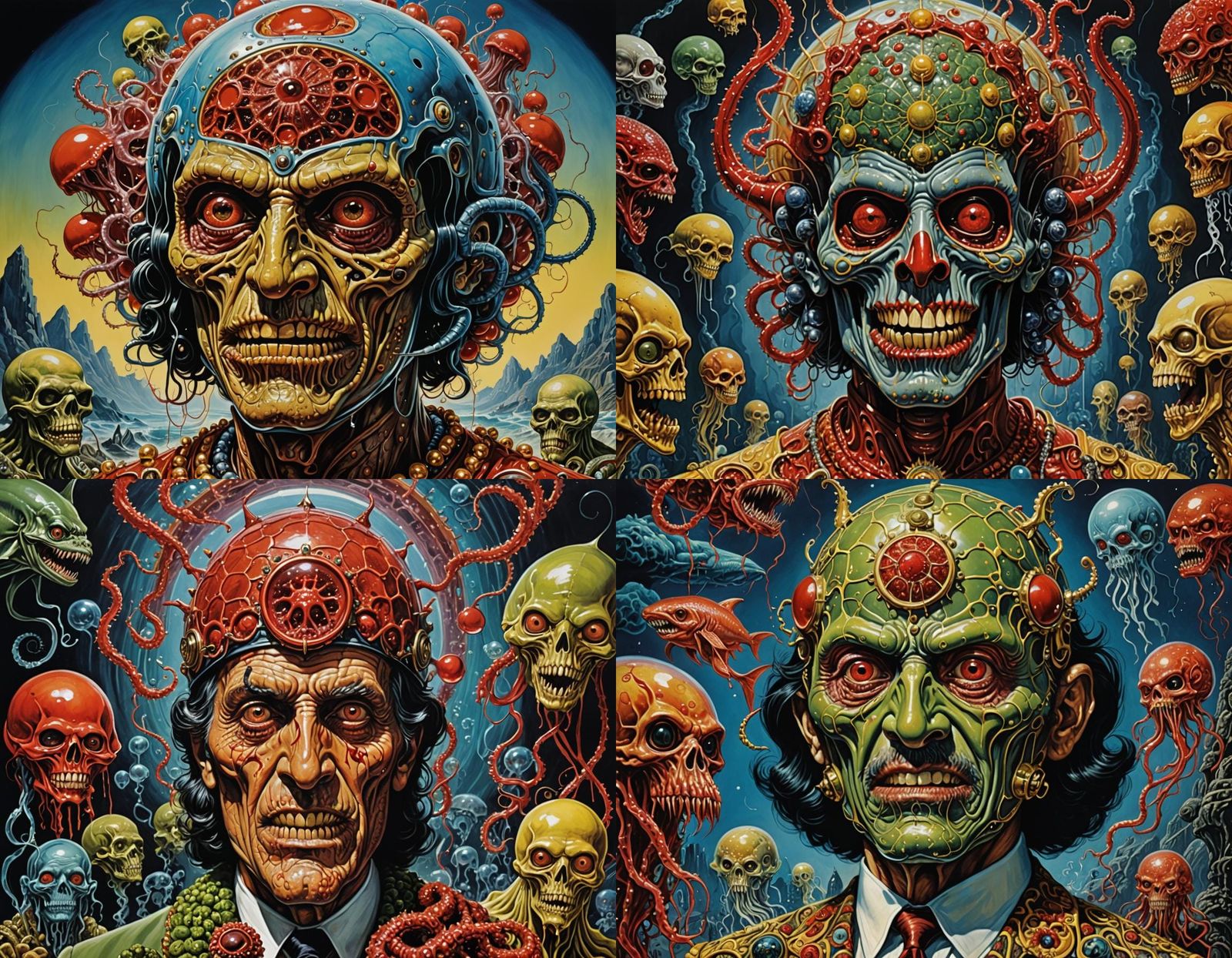 Surrealistic Hybrid Creature Emerges from Dark Depths