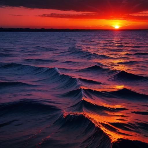 Sunset Over Purple Waters in Vibrant Orange Hues