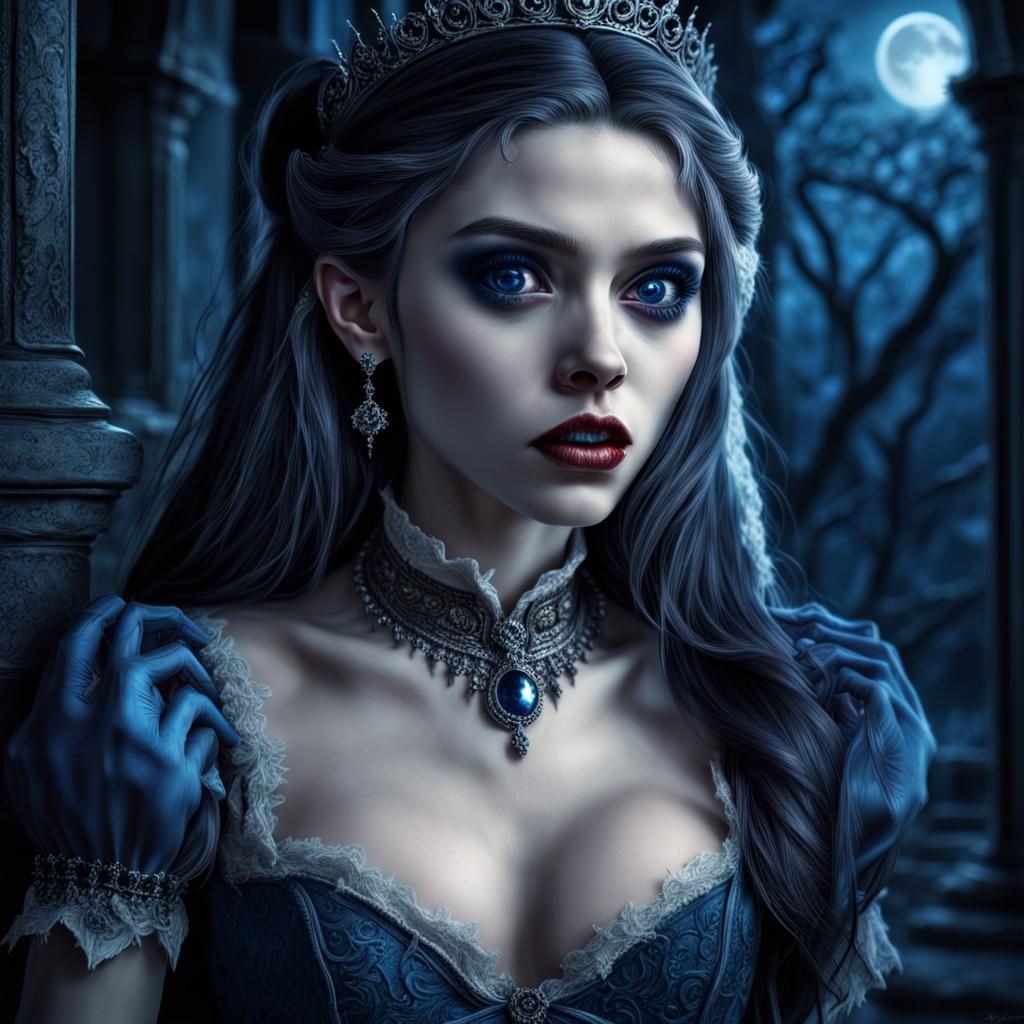 Moonlit Vampire Princess in Midnight Blue