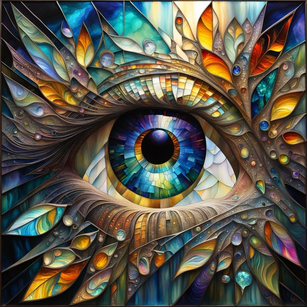 Mystical Iridescent Tiger Eye in Stained Glass