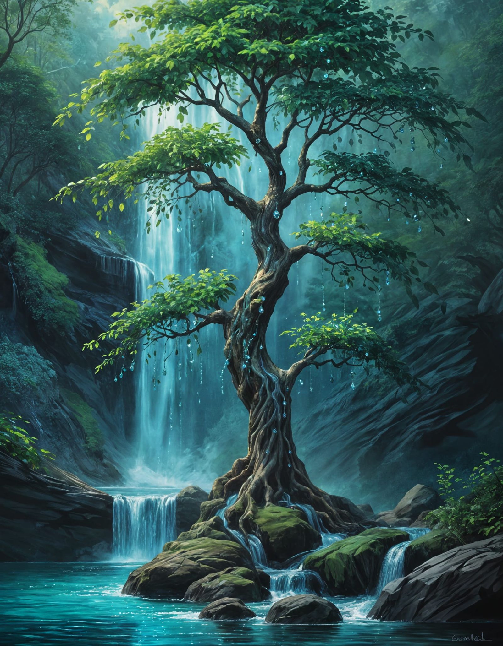 Fantasy Tree Illuminated in Jeweled Glory