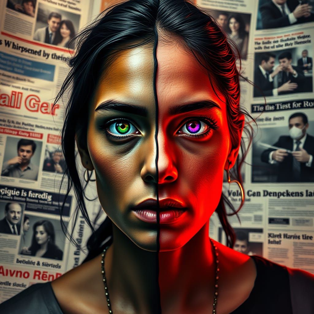 Hyperrealistic Varginha ET Split-Face Portrait