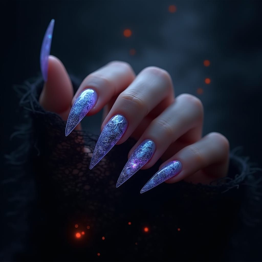 Surreal, Dark Fantasy Nails in Eerie, Glowing Beauty