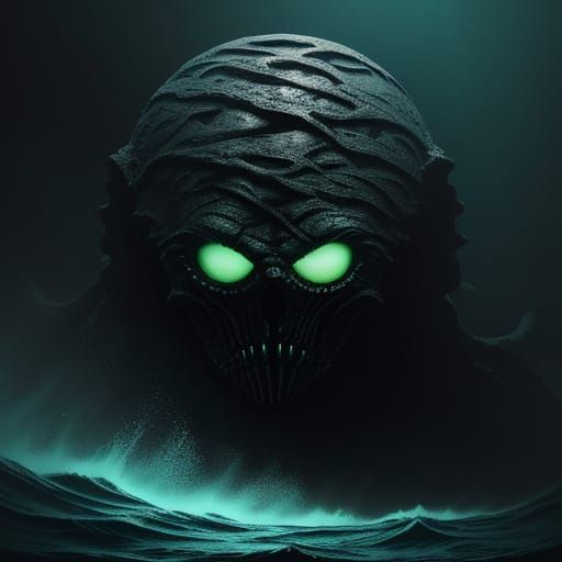 Dark, Monstrous Ocean Predator Rises from Turbulent Waters