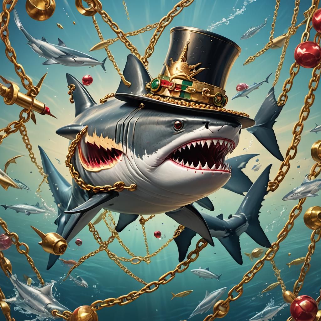 Luxurious Shark Dons Gucci Amidst Torpedo Chaos
