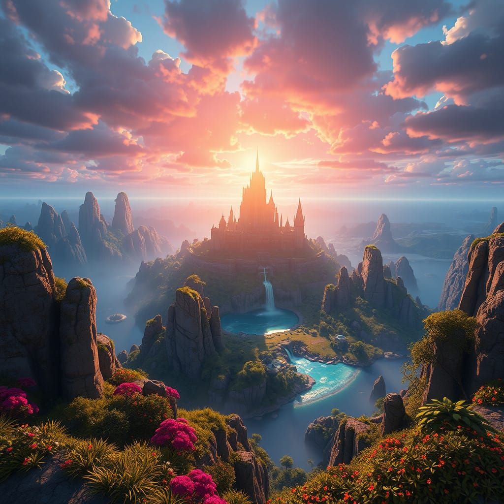 Vibrant Island Scene in Fantasy Concept Art