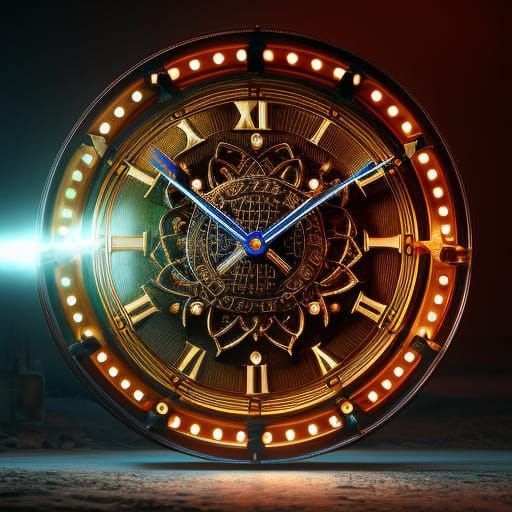 Fantastical Clockwork Wonder in Neon Light