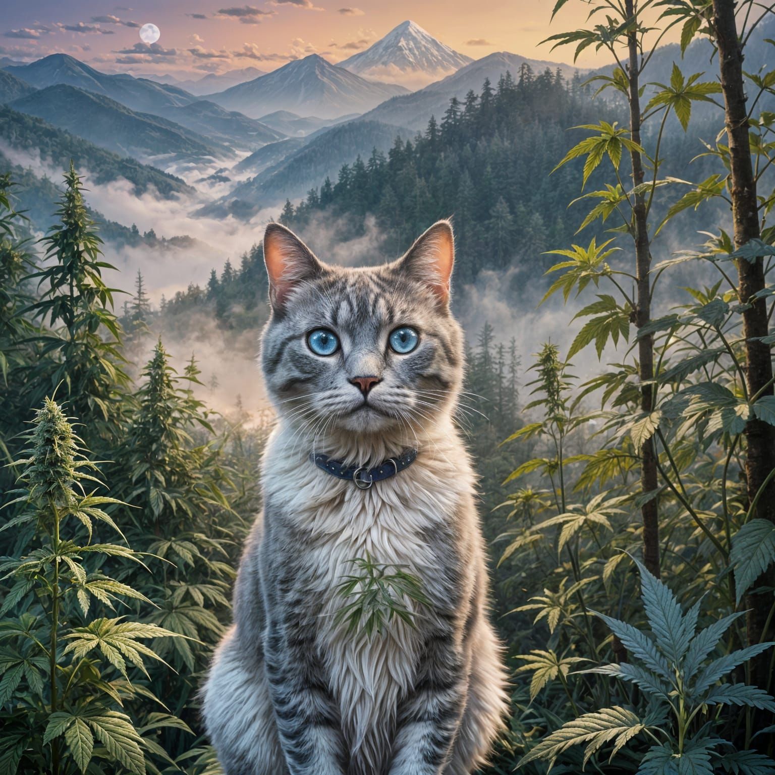 Feline Enchantress Amidst Smoky Mountains