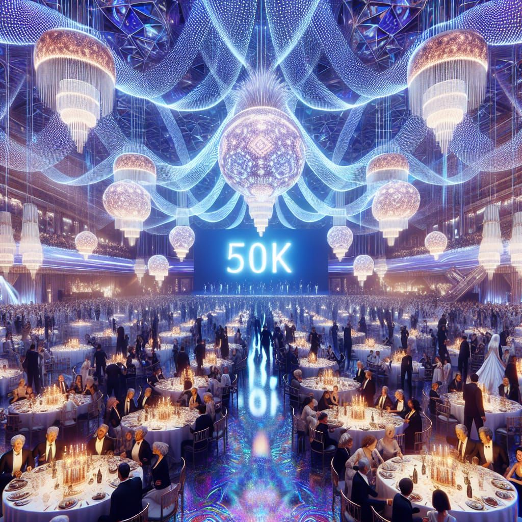 Ethereal Grand Ballroom Scene in Futuristic Classic Style