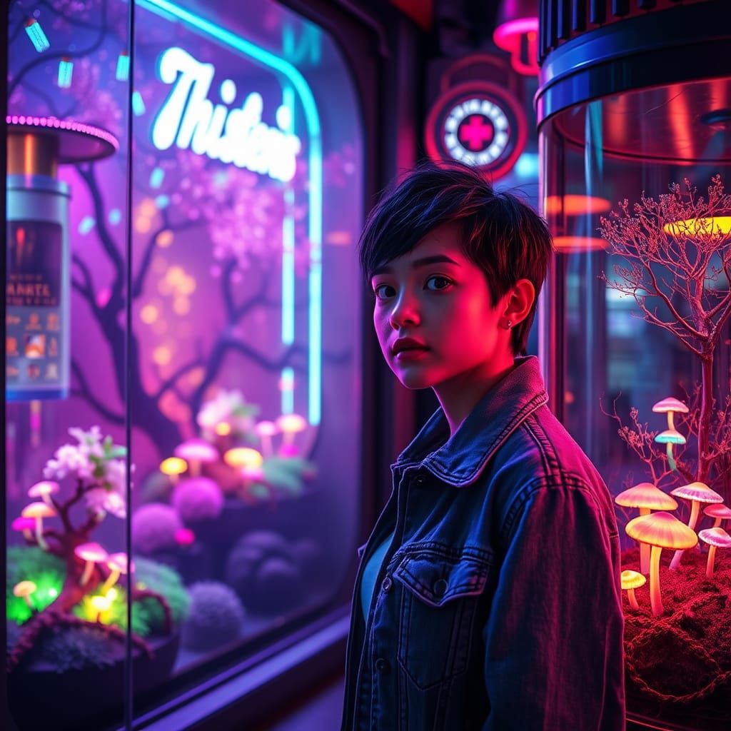 Mystical Night Cityscape in Neon Dreams