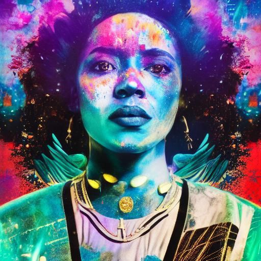 Ethereal Queen of the Heavens in Azure Photorealism