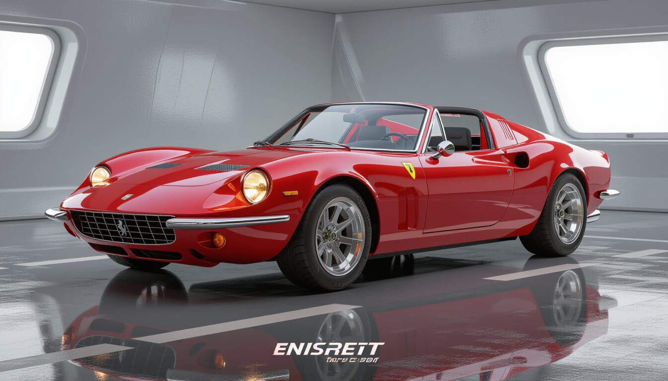 Retro-Modern Italian Sports Car in Rosso Corsa